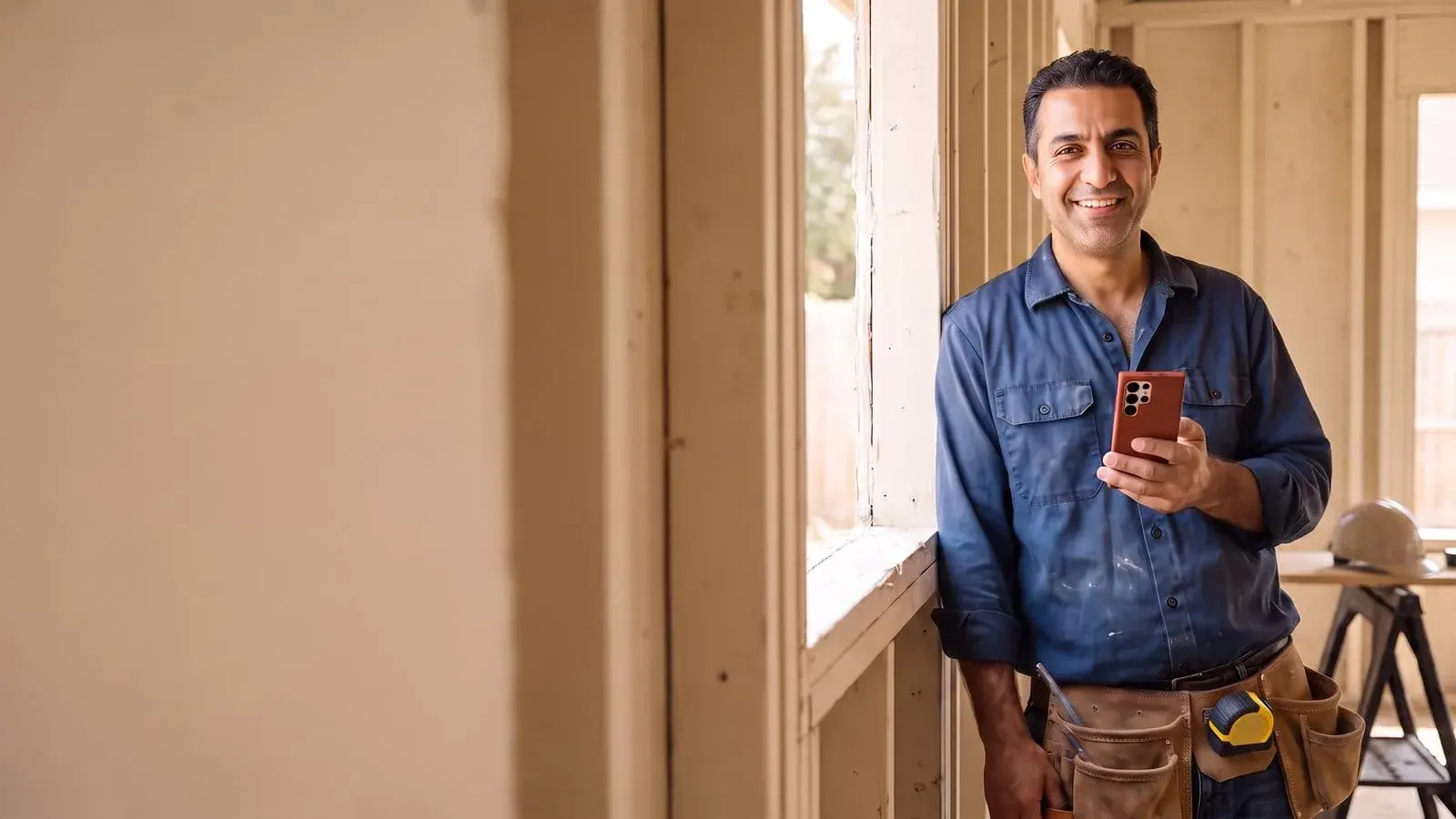 Contractor inside a residential renovation
