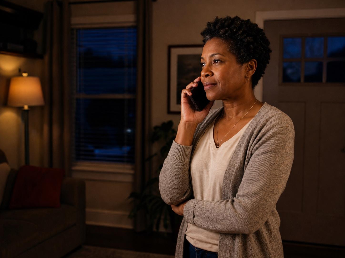 A customer calling a local business from home late at night